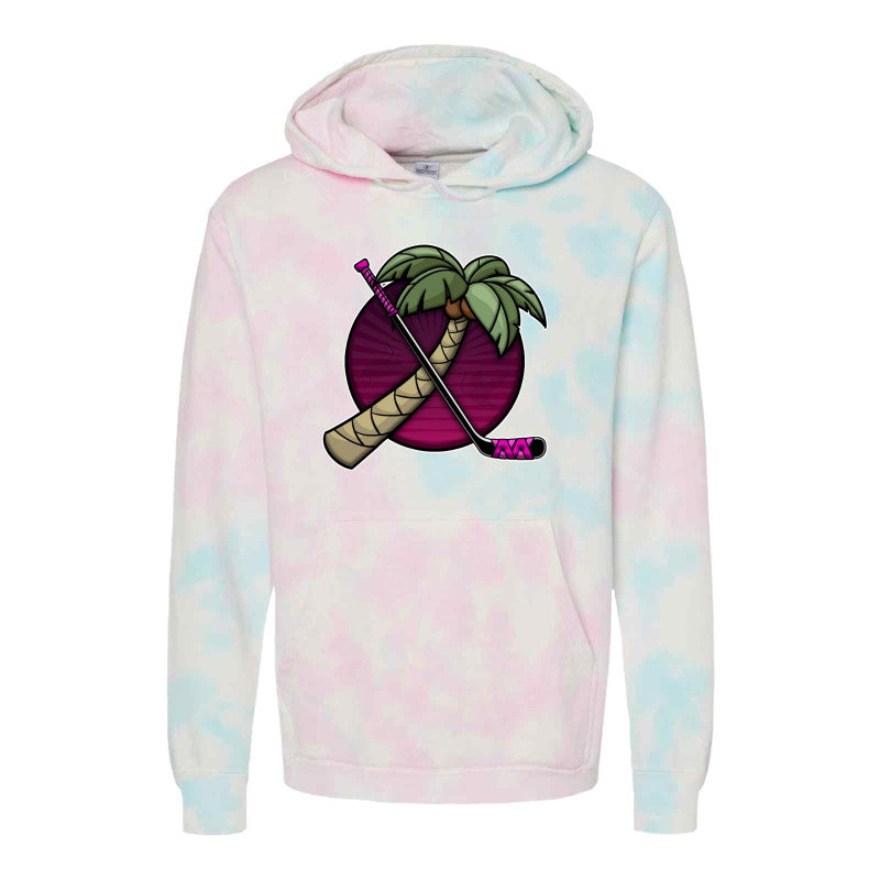 FIGHTING FLAMINGOS TIE DYE HOODED SWEATSHIRT C (ADULT)