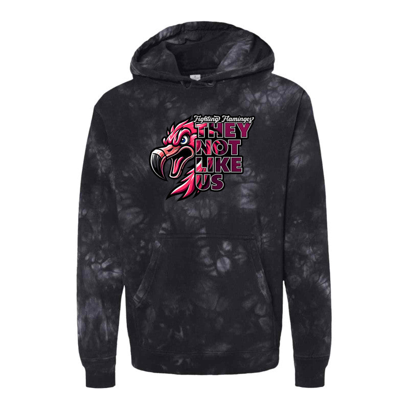 FIGHTING FLAMINGOS TIE DYE HOODED SWEATSHIRT D (ADULT)