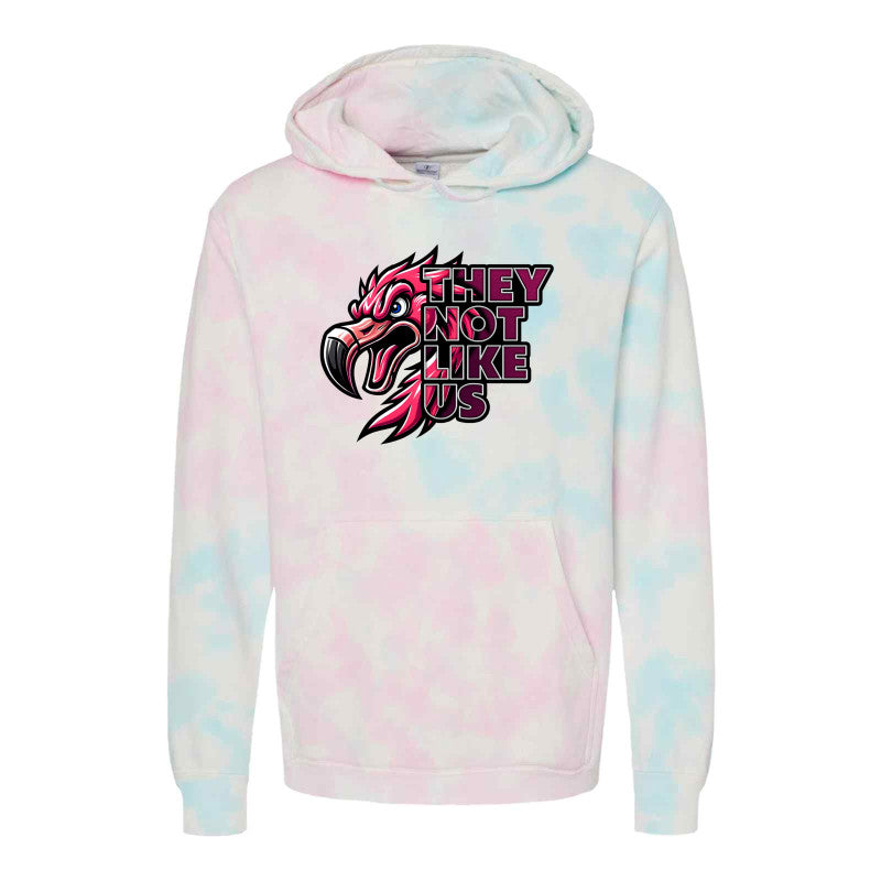 FIGHTING FLAMINGOS TIE DYE HOODED SWEATSHIRT E (ADULT)