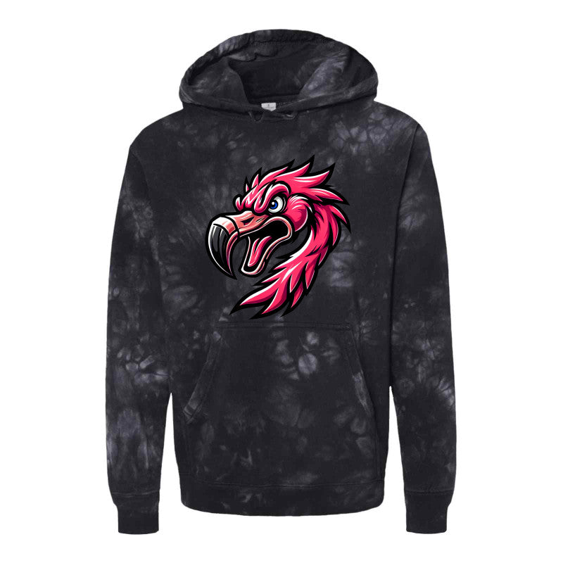 FIGHTING FLAMINGOS TIE DYE HOODED SWEATSHIRT F (ADULT)