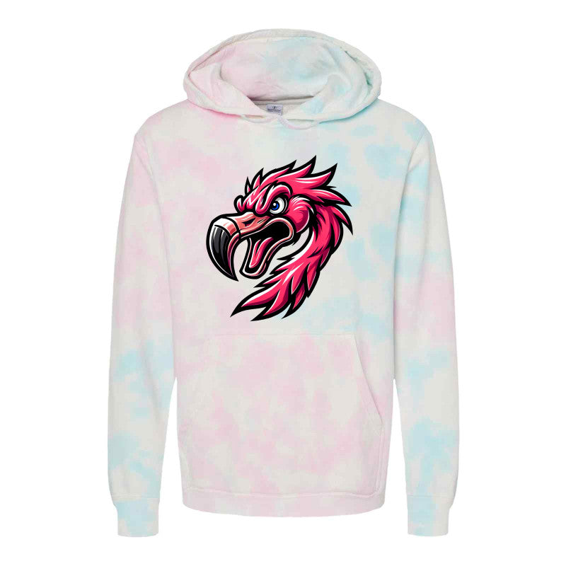 FIGHTING FLAMINGOS TIE DYE HOODED SWEATSHIRT F (ADULT)