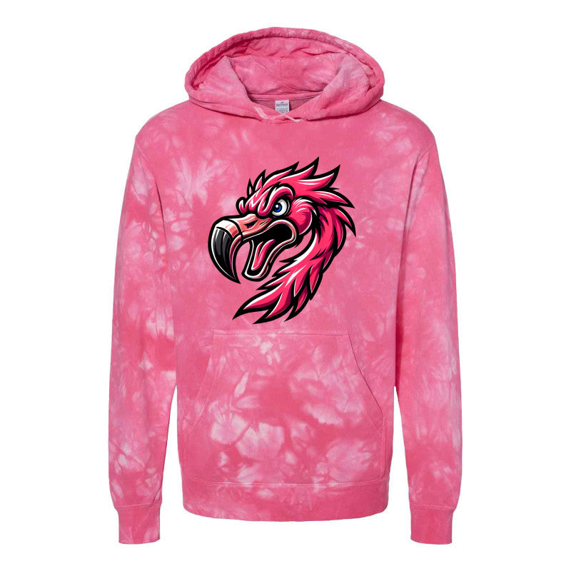FIGHTING FLAMINGOS TIE DYE HOODED SWEATSHIRT F (ADULT)