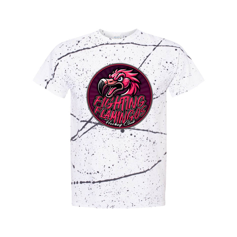 FIGHTING FLAMINGOS SPLATTER SHORT SLEEVE TEE B (ADULT)
