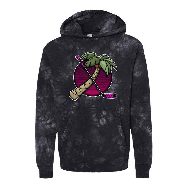 FIGHTING FLAMINGOS TIE DYE HOODED SWEATSHIRT C (ADULT)