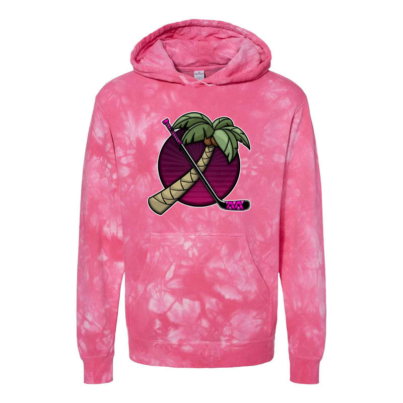 FIGHTING FLAMINGOS TIE DYE HOODED SWEATSHIRT C (ADULT)