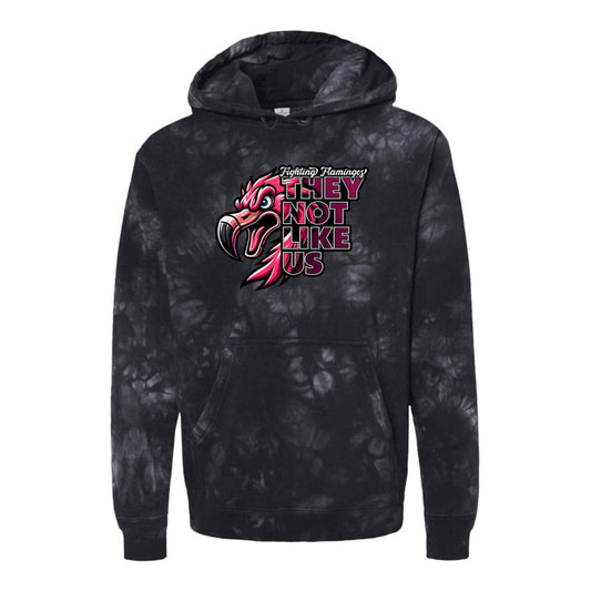FIGHTING FLAMINGOS TIE DYE HOODED SWEATSHIRT D (ADULT)
