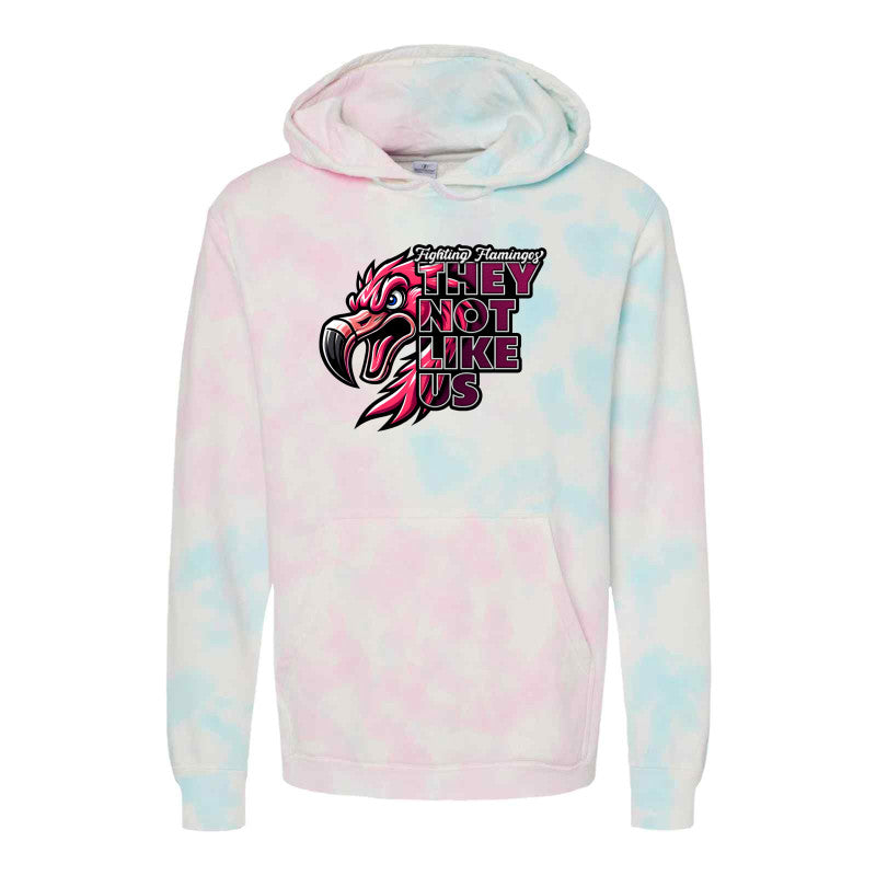 FIGHTING FLAMINGOS TIE DYE HOODED SWEATSHIRT D (ADULT)