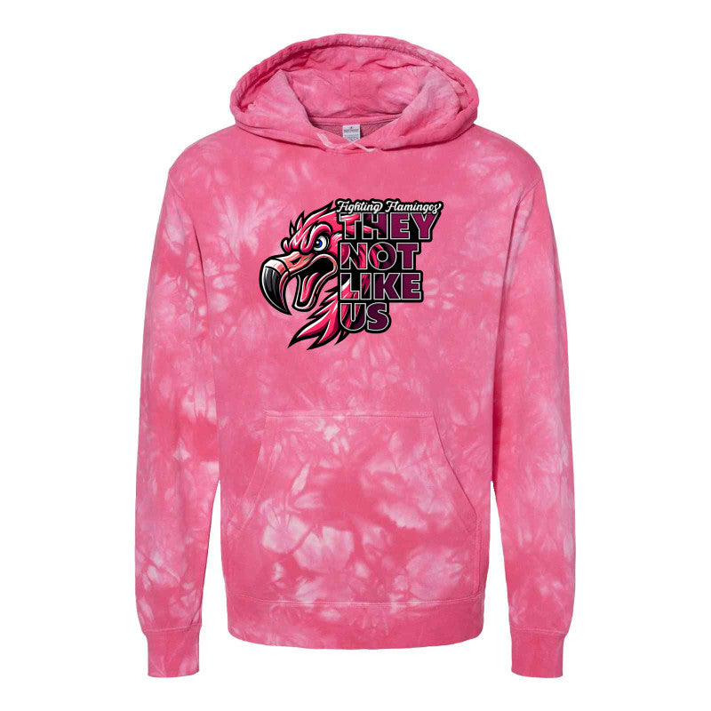 FIGHTING FLAMINGOS TIE DYE HOODED SWEATSHIRT D (ADULT)