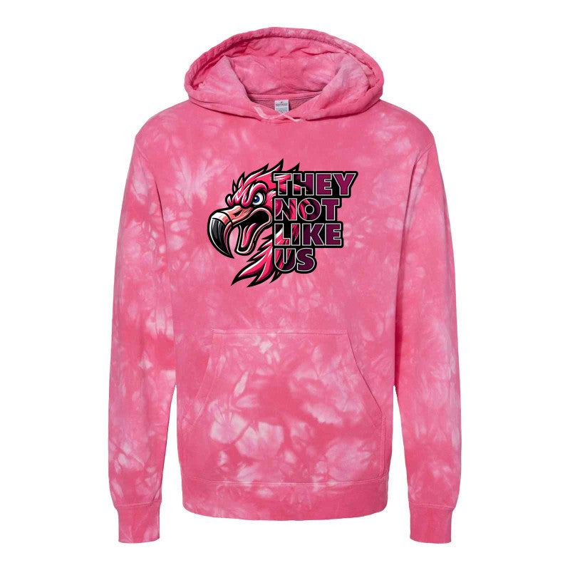 FIGHTING FLAMINGOS TIE DYE HOODED SWEATSHIRT E (ADULT)