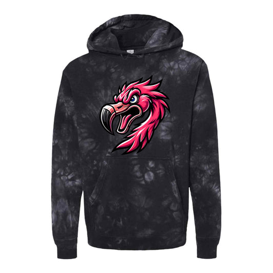 FIGHTING FLAMINGOS TIE DYE HOODED SWEATSHIRT F (ADULT)
