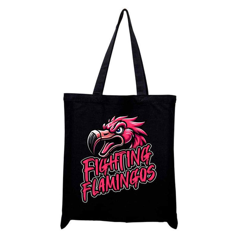 FIGHTING FLAMINGOS TOTE BAG A