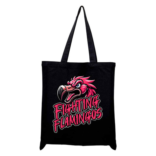FIGHTING FLAMINGOS TOTE BAG A